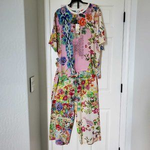 Johnny Was Jailyn Oversized Tee Set Flower Print XL